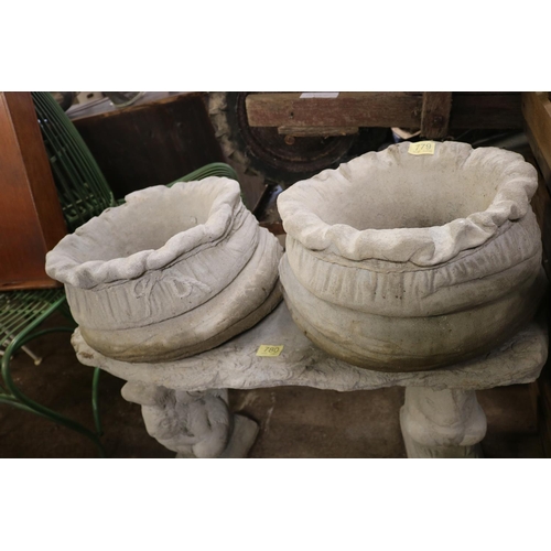 779 - Pair of reconstituted stone sack planters