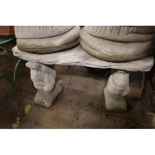 780 - Reconstituted stone squirrel bench