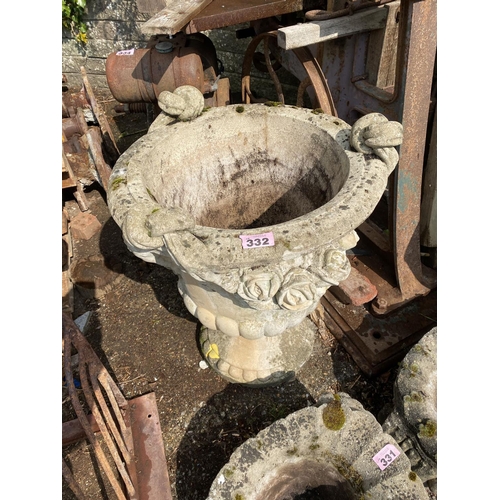 332 - Large reconstituted stone urn height 31