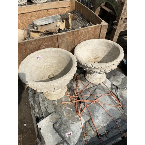 381 - Pair of stoneware urns