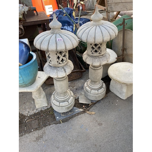 600 - Pair of stoneware pagodas height 4ft 6