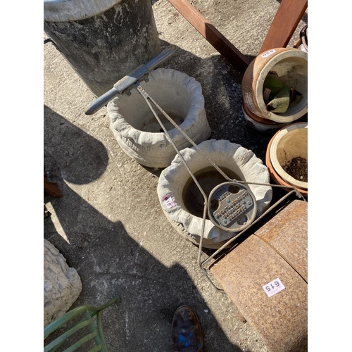 616 - Pair of reconstituted stone sack pots