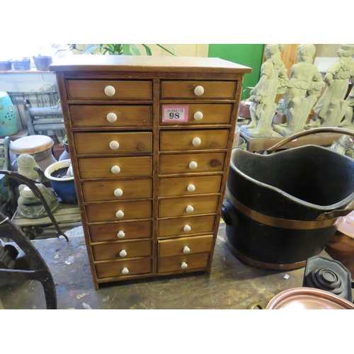 98 - Pine 18th drawer specimen cabinet