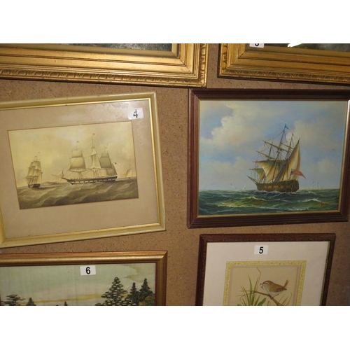 4 - Oil & print of sailing ships