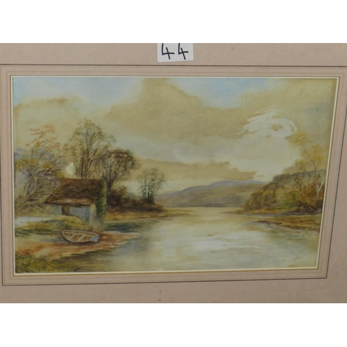 44 - Watercolour Estuary scene signed A E Manners