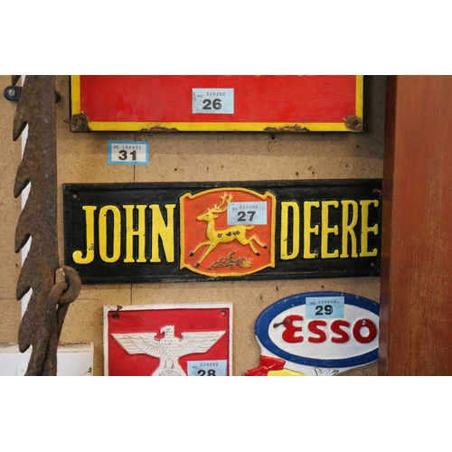 27 - Cast iron John Deere sign 15.5