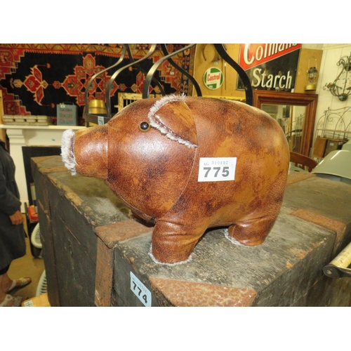 775 - Leatherette pig doorstop