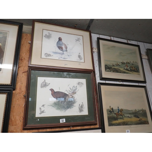 32 - Pair coloured Grouse prints by Nigel Hemming