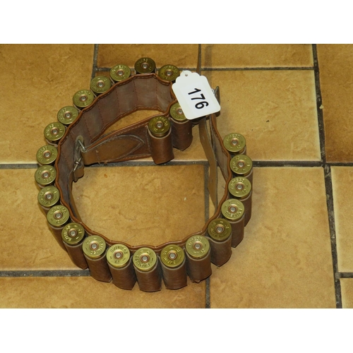 176 - Leather 12 gauge cartridge belt with 25 cartridges