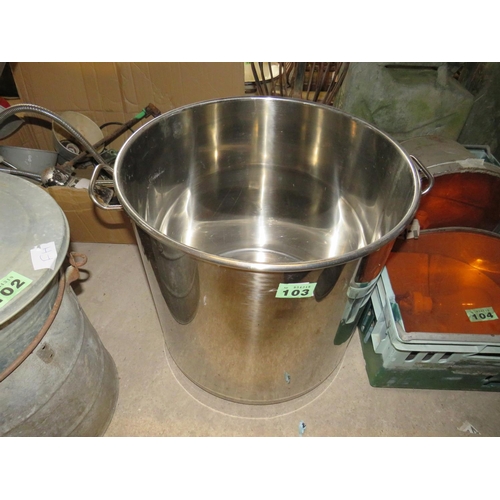 103 - Stainless steel 2 handled bin diameter 8