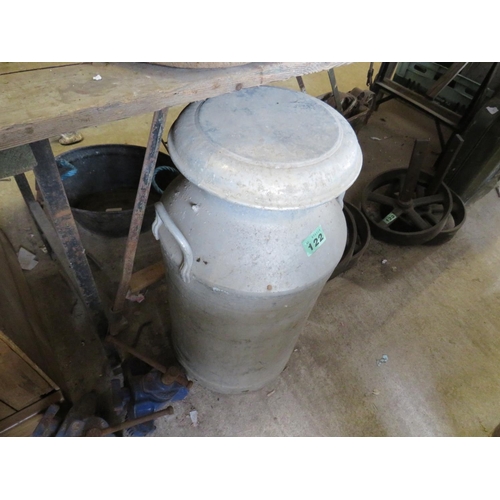 122 - 10 gallon aluminium milk churn