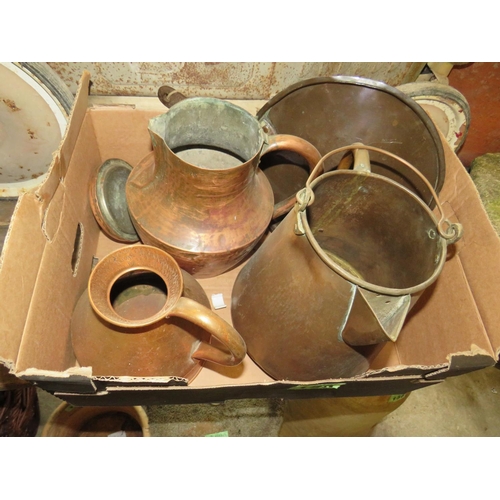 150 - 3 copper jugs & copper lid