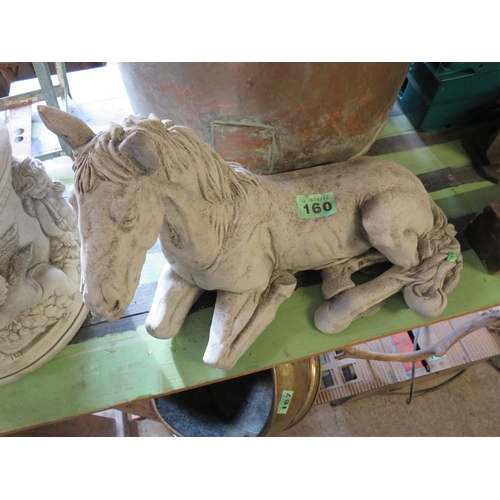 160 - Reconstituted stone recling horse 17