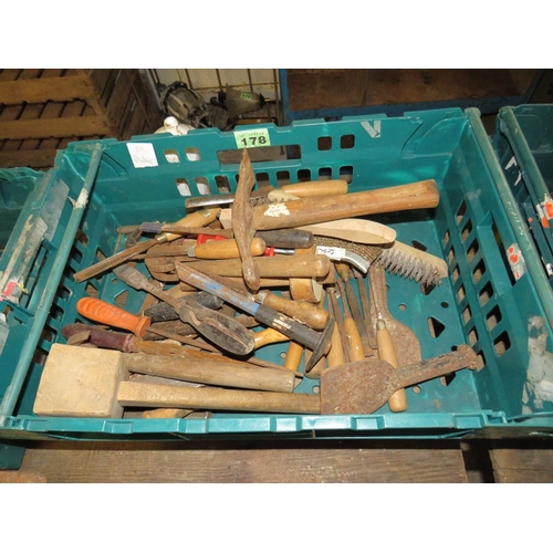 178 - Box wire brushes,hand tools etc