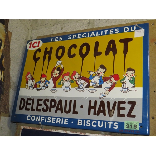 219 - Enamel chocolate biscuit sign 24