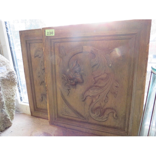 236 - 2 carved oak panels