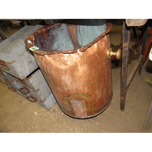 966 - Copper log bin on legs