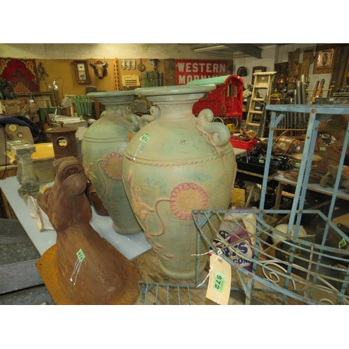 973 - Pair large terracotta urns height 32