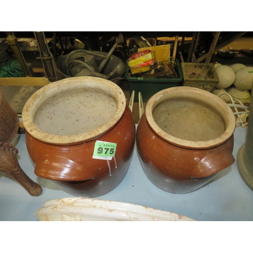 975 - Pair French glazed salting pots