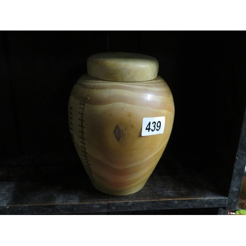 439 - Wooden vase & lid