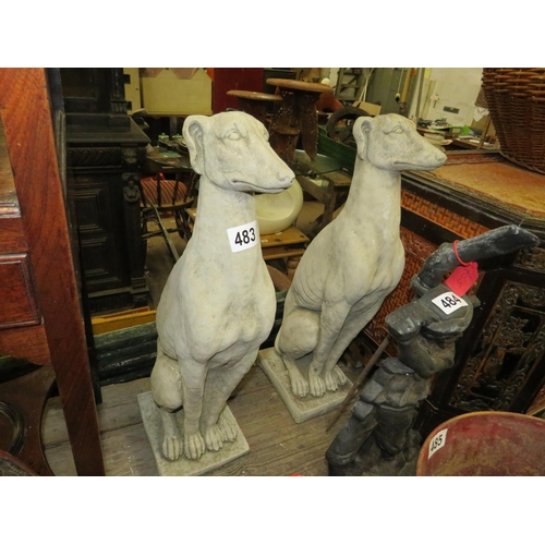 483 - Pair stoneware whippets