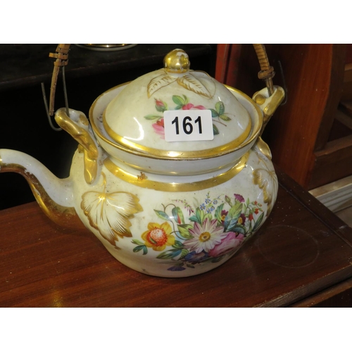 161 - Rose decorated teapot