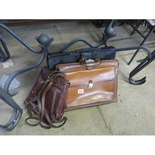 500 - Leather sports bag & 2 other cases