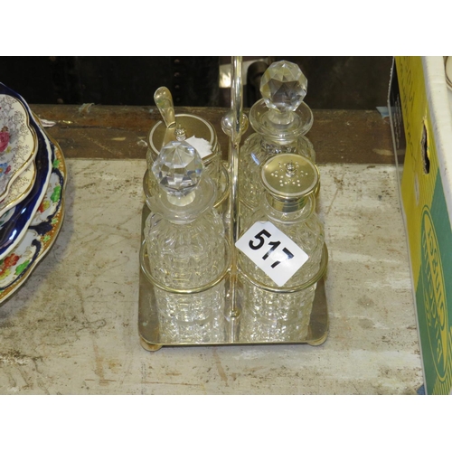 517 - 4 bottled silver plated cruet set