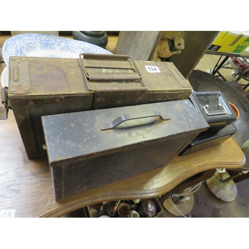 594 - 2 ammo boxes & 2 cash tins