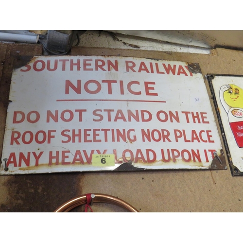 6 - Southern Railway enamel sign 13