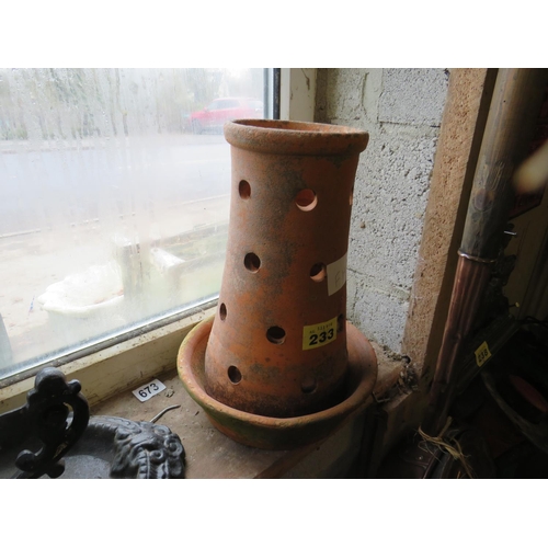 233 - Terracotta herb planter & plate height 14