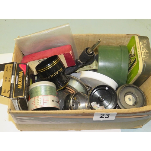 23 - Box fishing spools,line & handles