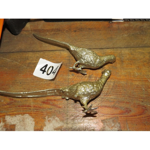 404 - Pair white metal pheasants