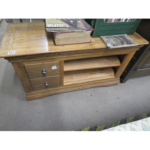 623 - Oak 2 drawer side cabinet