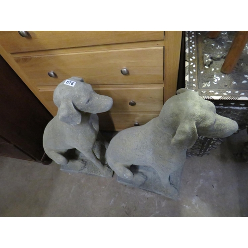 678 - Pair stoneware seated labradors