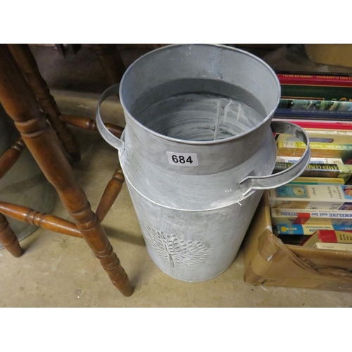 684 - Galvanised 5 gallon milk churn