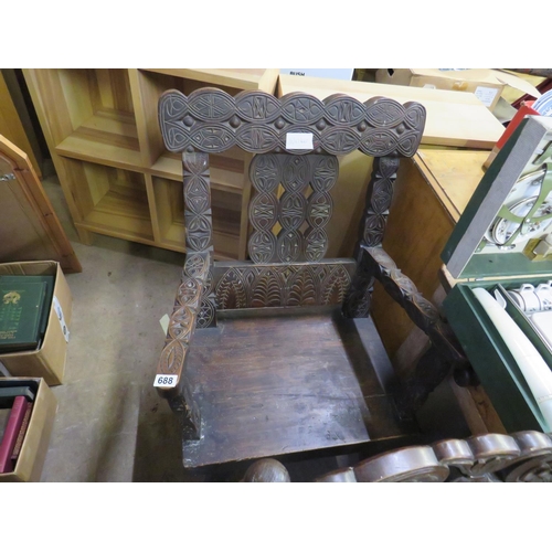 688 - Antique carved armchair