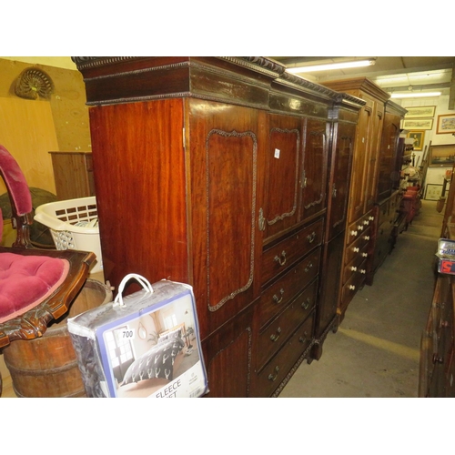 705 - Victorian mahogany compactum with beaded decoration height 5ft 6