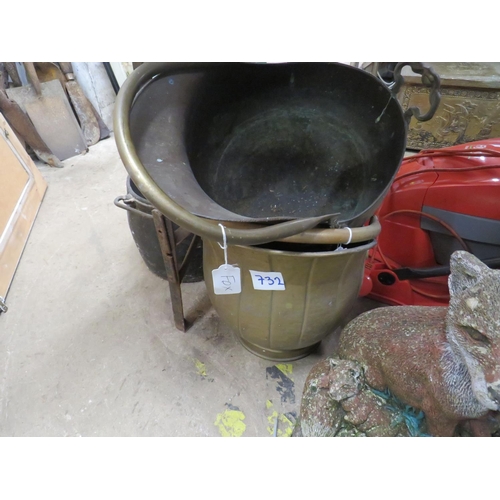 732 - 2 copper coal buckets