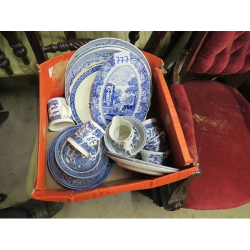 777 - Box willow patterned & other china