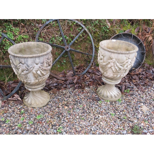 2 - Opair reconstituted stone garden urns