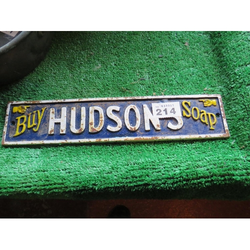 214 - Cast iron Hudson soap sign