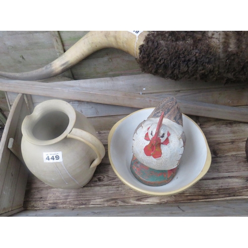 449 - Jug,mixing bowl & chicken