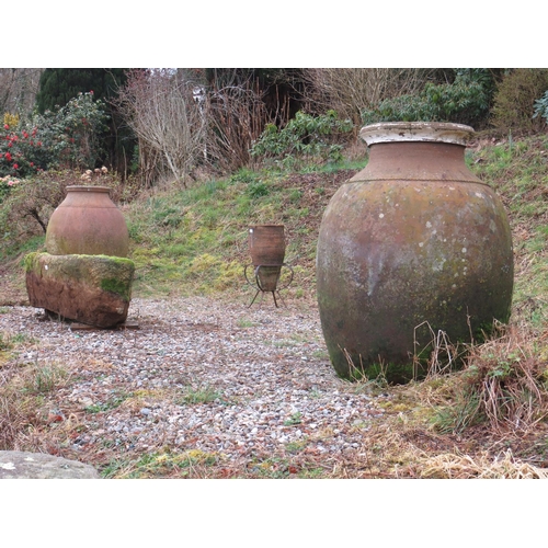 29 - Pair gigantic stoneware pots diameter 34