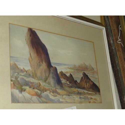 54 - Attributed to C Dyer unsigned watercolour North Cornwall coast 7