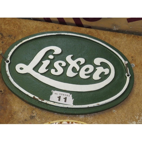 11 - Cast iron LIster sign 11