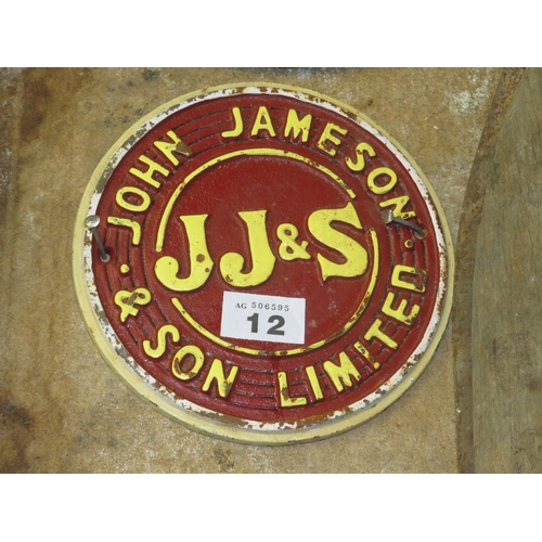 12 - Jameson cast iron sign diameter 9