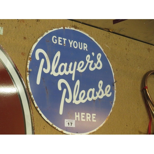 17 - Circular enamel Players sign diameter 18