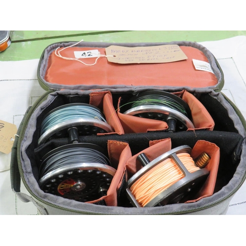 42 - Hardy Marquis No 2 salmon reel with 3 spare spools,Cortland floating line,sinker & SMK tip size 10 i... 