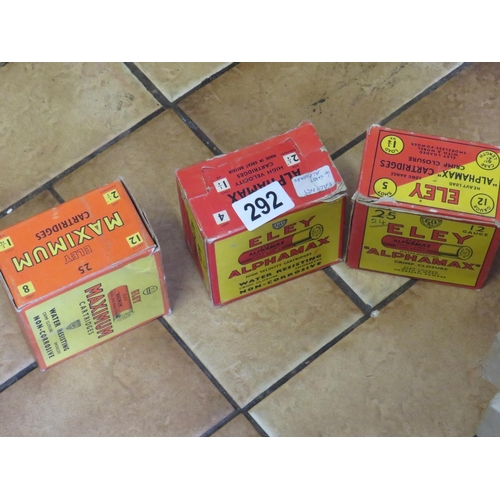 292 - 3 boxes x 25 Eley Alphamax 12 gauge cartridges